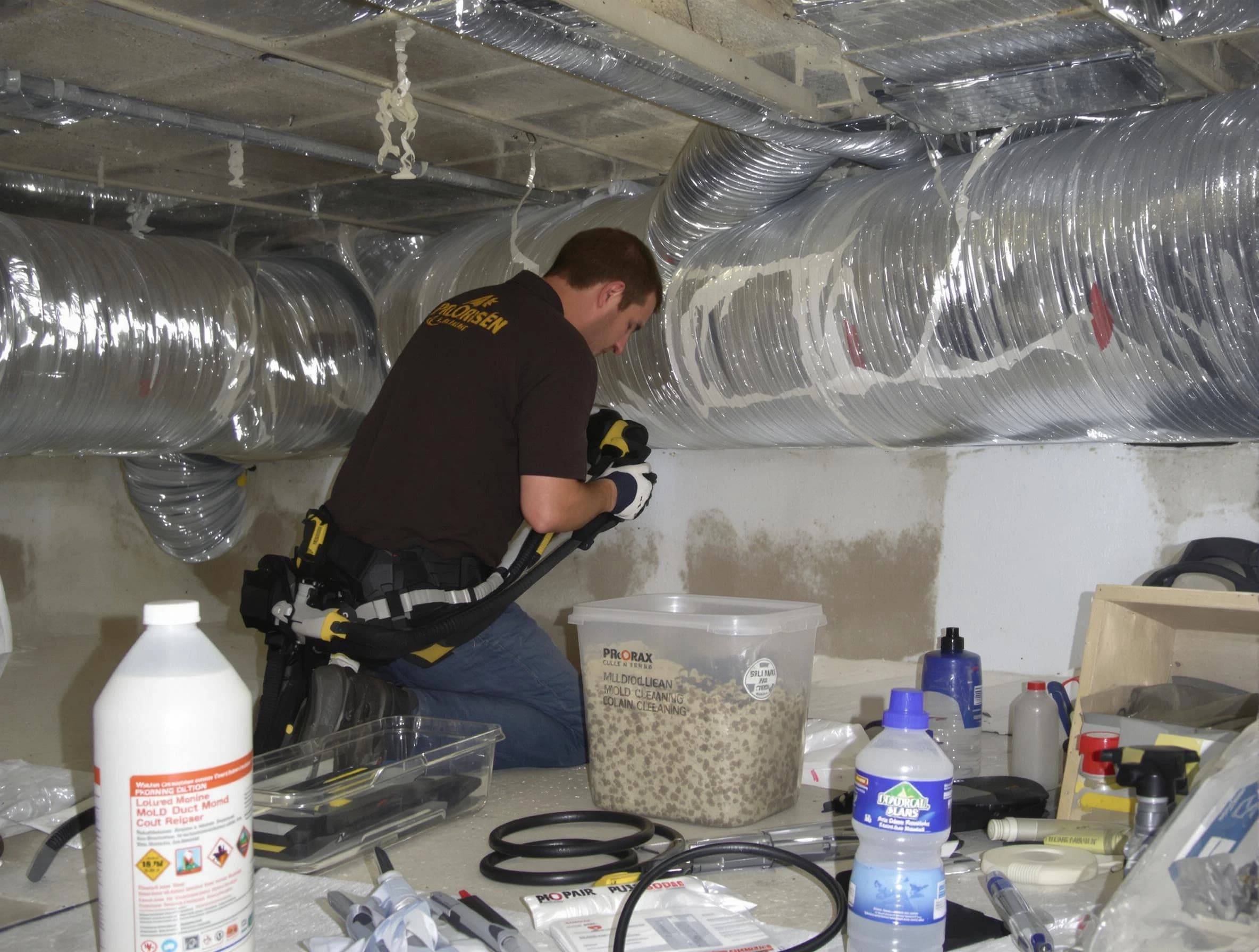 White House Air Duct Cleaning specialist performing professional mold removal from air ducts in White House