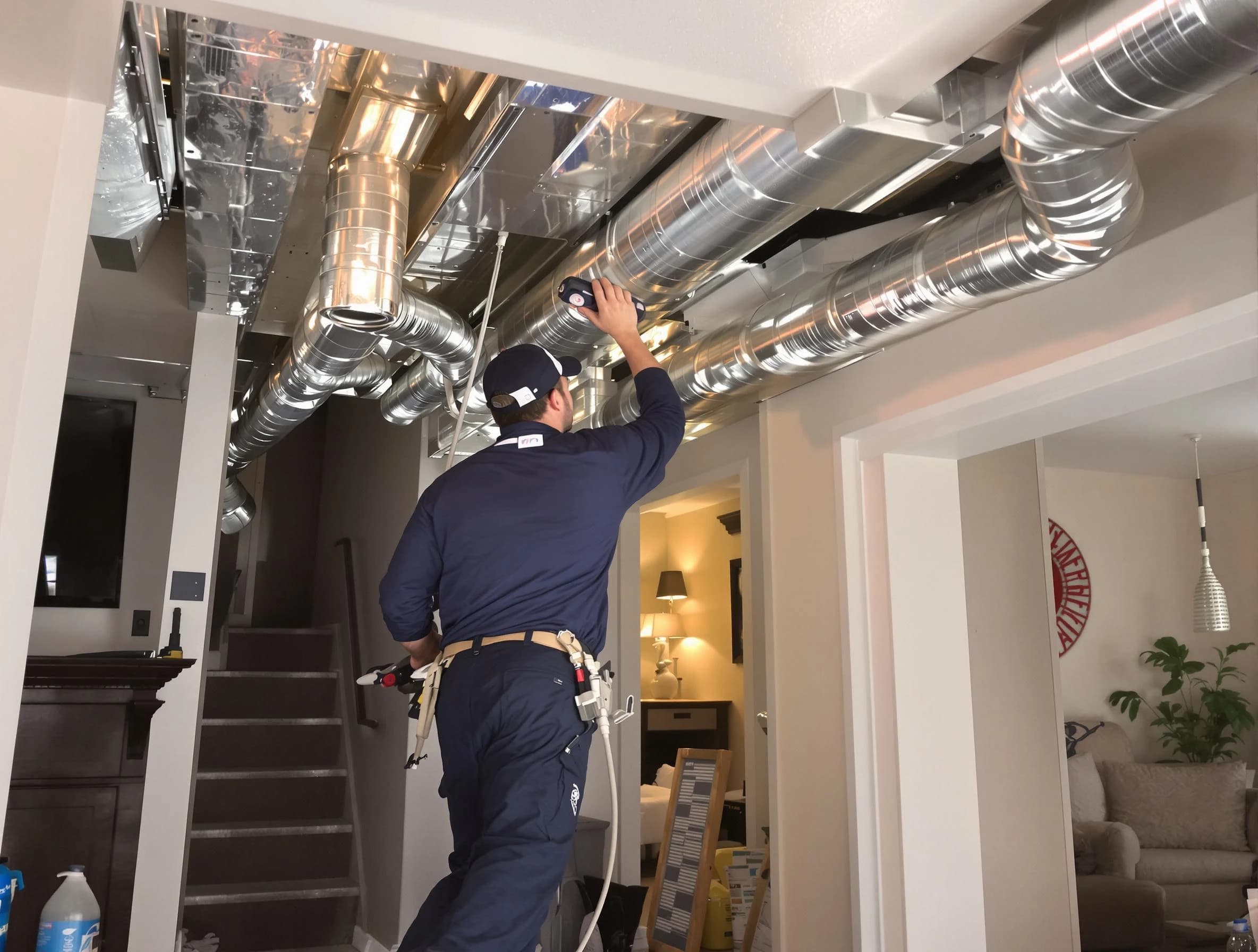 White House Air Duct Cleaning expert performing specialized duct cleaning in a mobile home in White House