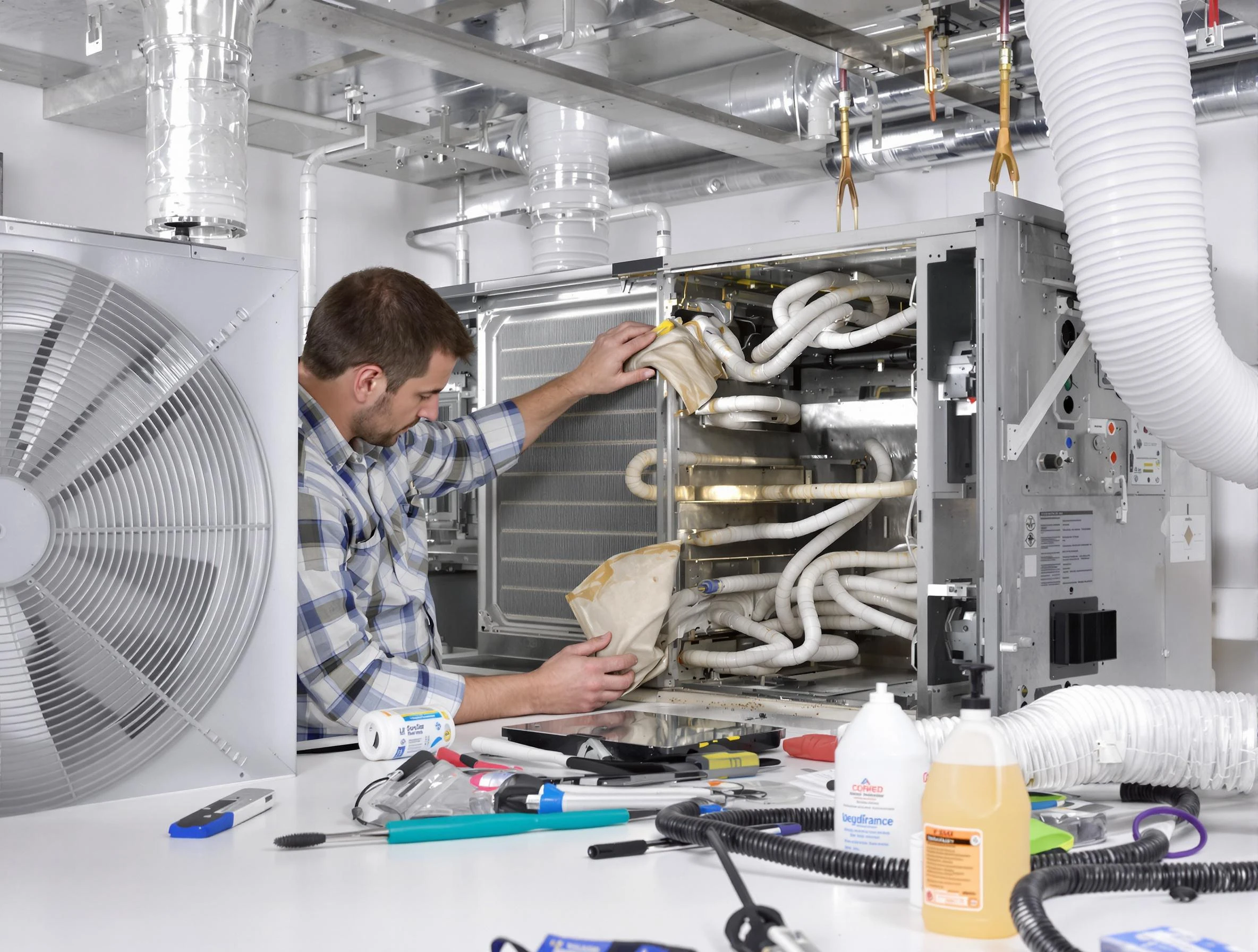 White House Air Duct Cleaning specialist performing precision AC coil cleaning in White House