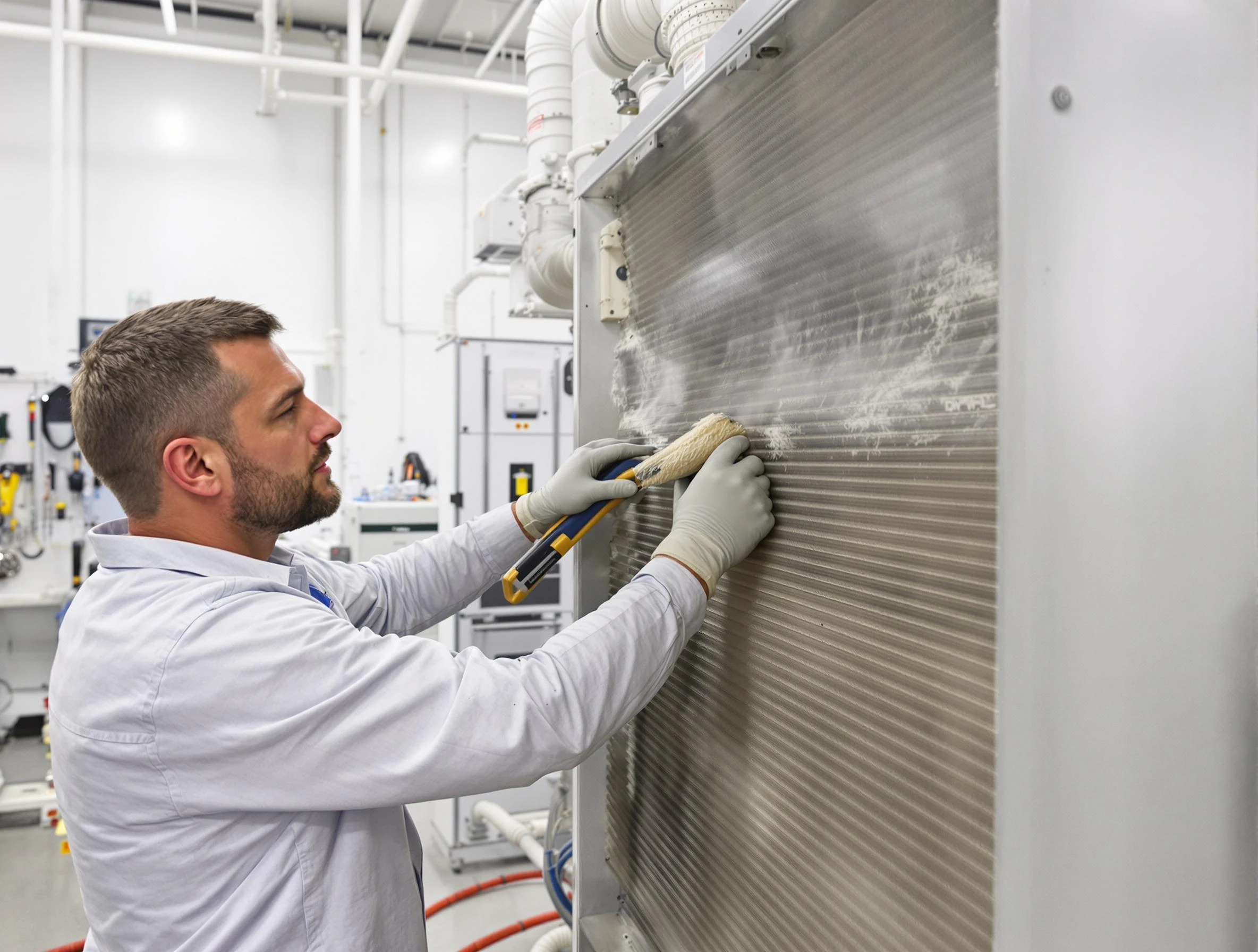White House Air Duct Cleaning technician performing precision commercial coil cleaning at a White House business